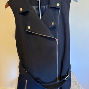 Calvin Klein Black with Gold Zippered Vest Size 10
